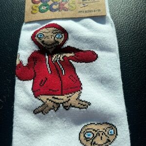 E.T. Phone Home Universal Studios White Socks with Red Hoodie Design